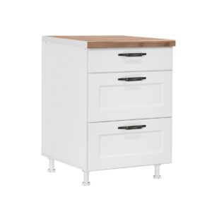 Επιδαπέδια συρταριέρα κουζίνας CONTEMPO D60 3F B Λευκό 60x60x85εκ.