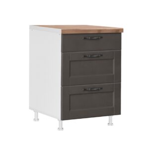 Επιδαπέδια συρταριέρα κουζίνας CONTEMPO D60 3F B Γκρι ανθρακί 60x60x85εκ.