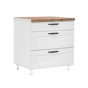 Επιδαπέδια συρταριέρα κουζίνας CONTEMPO D80 3F B Λευκό 80x60x85εκ.