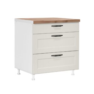 Επιδαπέδια συρταριέρα κουζίνας CONTEMPO D80 3F B Μπεζ 80x60x85εκ.