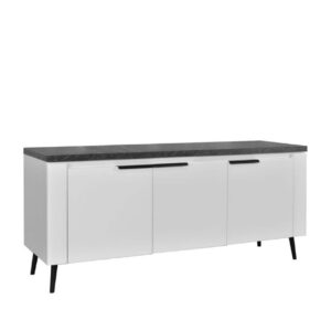 Έπιπλο TV ASTANA 128 με φωτισμό led λευκό γυαλιστερό/ μαύρο μάρμαρο 128,3x40x59,9