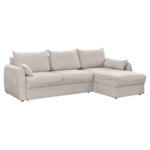 Αμφίδρομος γωνιακός καναπές Naomi με κρεβάτι και αποθηκευτικό χώρο μπεζ 260x175x90