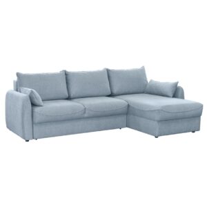 Αμφίδρομος γωνιακός καναπές Naomi με κρεβάτι και αποθηκευτικό χώρο μπλε 260x175x90
