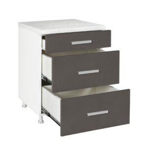 Επιδαπέδια συρταριέρα κουζίνας In D60 F Γκρι ανθρακί 60x60x85εκ.