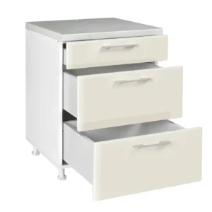 Επιδαπέδια συρταριέρα κουζίνας IN MDF D60 3F B Μπεζ γυαλιστερό 60x60x85εκ.