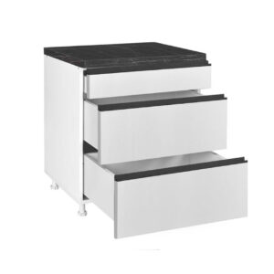 Επιδαπέδια συρταριέρα κουζίνας LINA D80 3F B Λευκό 80x60x85εκ.