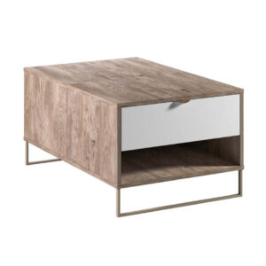 Τραπέζι σαλονιού με σερβιτόρο DENVER δρυς kalaj/ λευκό γυαλιστερό 100x68x46