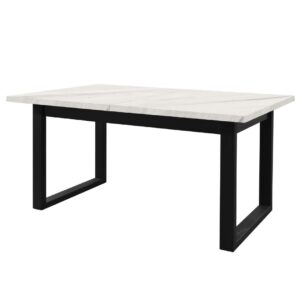 Επεκτεινόμενο τραπέζι δείπνου PABLO PLUS λευκό μάρμαρο 160+40+40x90x77