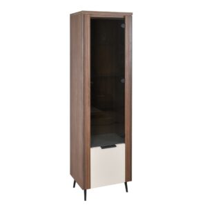 Βιτρίνα ψηλή ASTANA με φωτισμό led καρυδί/ κασμίρ 53,6x40x191