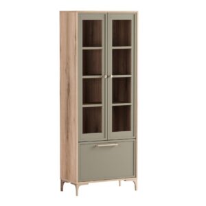 Βιτρίνα ψηλή ALBA κανέλα/ ελιά 68,5x35,5x180,5