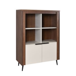 Βιτρίνα χαμηλή με 2 πόρτες ASTANA με φωτισμό led καρυδί/ κασμίρ 91x40x125