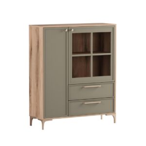 Βιτρίνα χαμηλή ALBA κανέλα/ ελιά 102,5x35,5x125