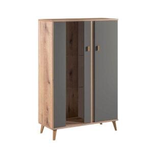 Βιτρίνα χαμηλή PORTO artisan/ γκρι 90,2x35x132,9