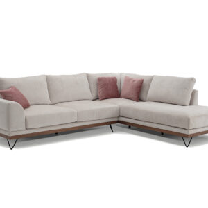 Γωνιακός καναπές VM- RENE με ξύλινη μπάζα, αποσπώμενα- πλενόμενα καλύμματα έδρας και πλάτης με επιλογή υφάσματος 290x240x98