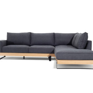 Γωνιακός καναπές VM- SIMBA με ξύλινη μπάζα, αποσπώμενα- πλενόμενα καλύμματα έδρας και πλάτης με επιλογή υφάσματος 293x240x98